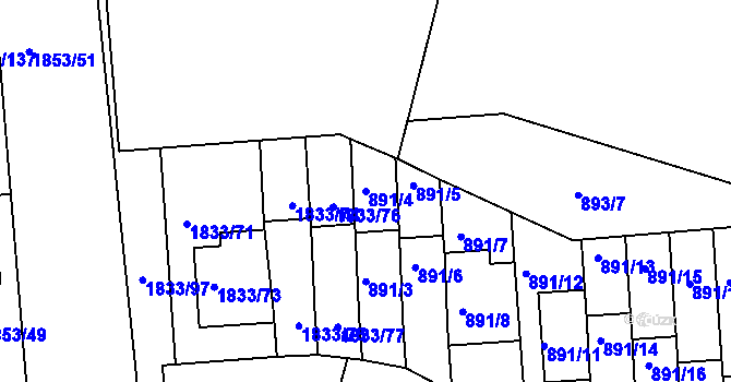 Parcela st. 891/4 v KÚ Krč, Katastrální mapa