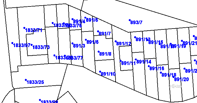 Parcela st. 891/8 v KÚ Krč, Katastrální mapa