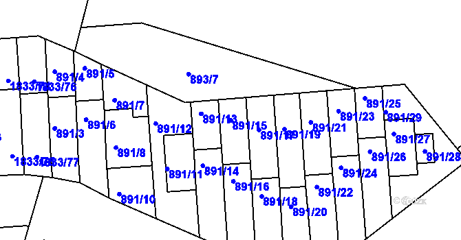 Parcela st. 891/15 v KÚ Krč, Katastrální mapa