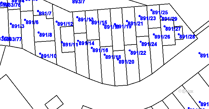 Parcela st. 891/18 v KÚ Krč, Katastrální mapa