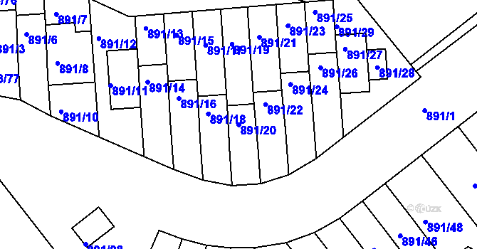 Parcela st. 891/20 v KÚ Krč, Katastrální mapa