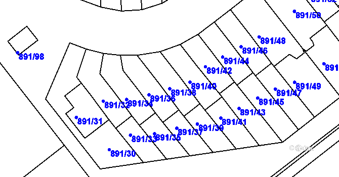 Parcela st. 891/38 v KÚ Krč, Katastrální mapa