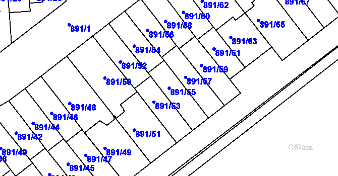 Parcela st. 891/55 v KÚ Krč, Katastrální mapa