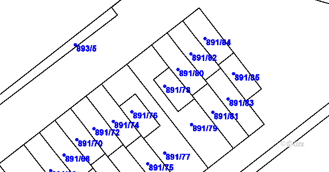 Parcela st. 891/78 v KÚ Krč, Katastrální mapa