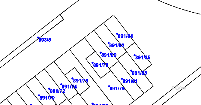 Parcela st. 891/80 v KÚ Krč, Katastrální mapa