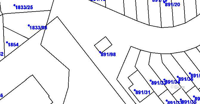 Parcela st. 891/98 v KÚ Krč, Katastrální mapa