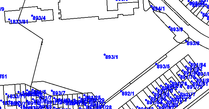 Parcela st. 893/1 v KÚ Krč, Katastrální mapa