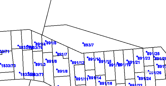 Parcela st. 893/7 v KÚ Krč, Katastrální mapa