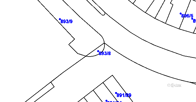 Parcela st. 893/8 v KÚ Krč, Katastrální mapa