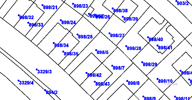 Parcela st. 898/5 v KÚ Krč, Katastrální mapa