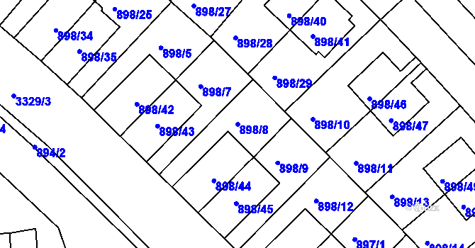 Parcela st. 898/8 v KÚ Krč, Katastrální mapa