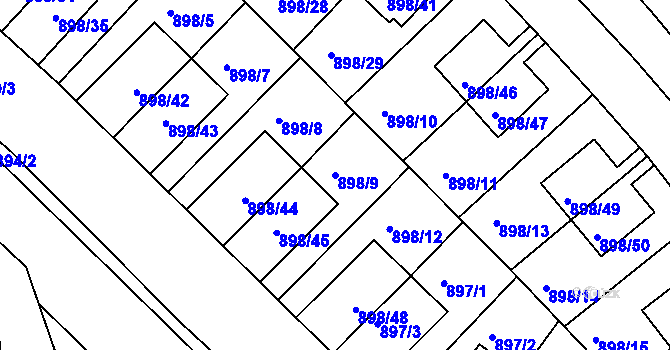Parcela st. 898/9 v KÚ Krč, Katastrální mapa