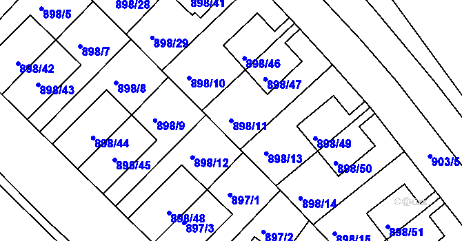 Parcela st. 898/11 v KÚ Krč, Katastrální mapa