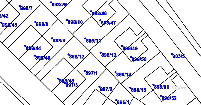 Parcela st. 898/13 v KÚ Krč, Katastrální mapa