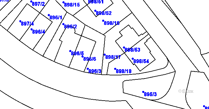 Parcela st. 898/17 v KÚ Krč, Katastrální mapa