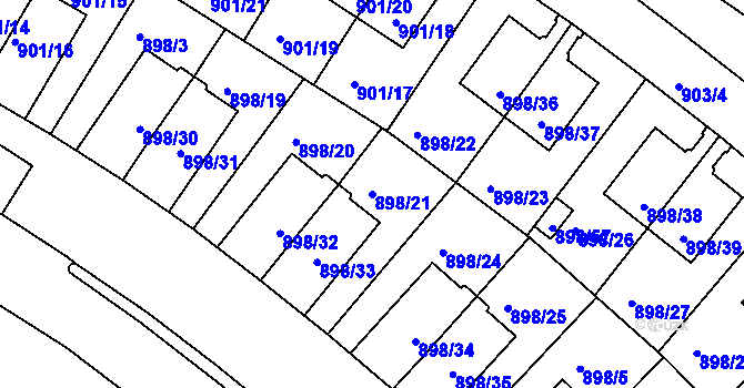 Parcela st. 898/21 v KÚ Krč, Katastrální mapa