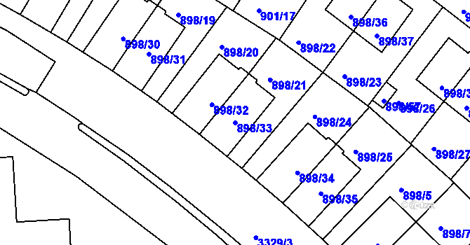 Parcela st. 898/33 v KÚ Krč, Katastrální mapa