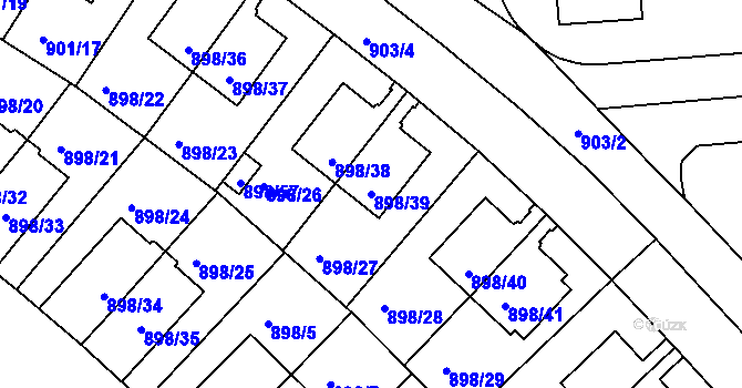 Parcela st. 898/39 v KÚ Krč, Katastrální mapa