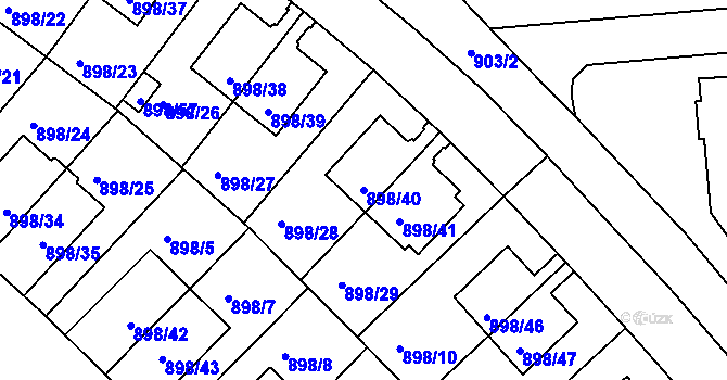 Parcela st. 898/40 v KÚ Krč, Katastrální mapa