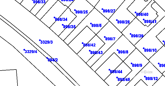 Parcela st. 898/42 v KÚ Krč, Katastrální mapa