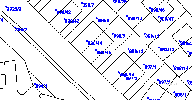 Parcela st. 898/45 v KÚ Krč, Katastrální mapa