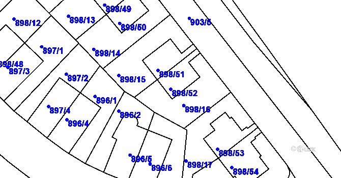Parcela st. 898/52 v KÚ Krč, Katastrální mapa
