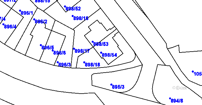 Parcela st. 898/54 v KÚ Krč, Katastrální mapa