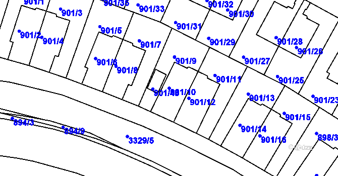 Parcela st. 901/10 v KÚ Krč, Katastrální mapa