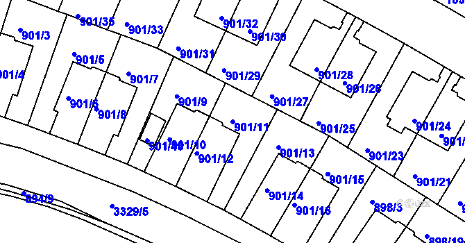 Parcela st. 901/11 v KÚ Krč, Katastrální mapa