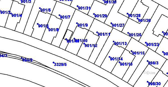 Parcela st. 901/12 v KÚ Krč, Katastrální mapa