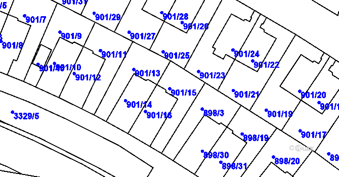 Parcela st. 901/15 v KÚ Krč, Katastrální mapa