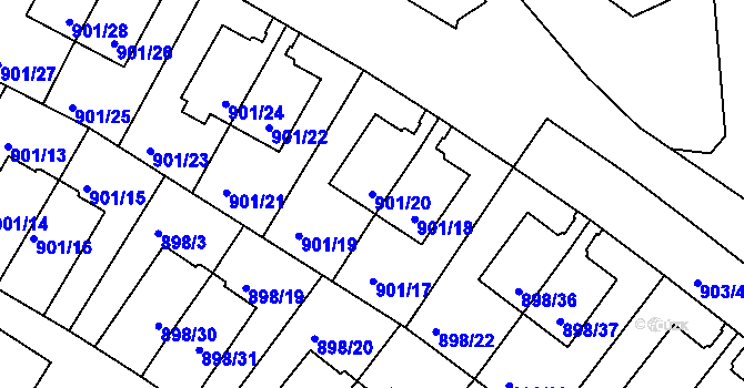Parcela st. 901/20 v KÚ Krč, Katastrální mapa