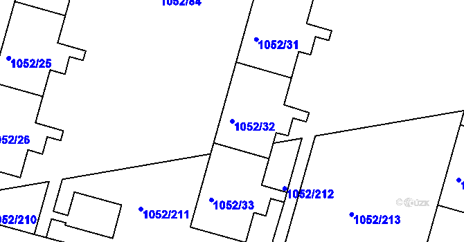 Parcela st. 1052/32 v KÚ Krč, Katastrální mapa