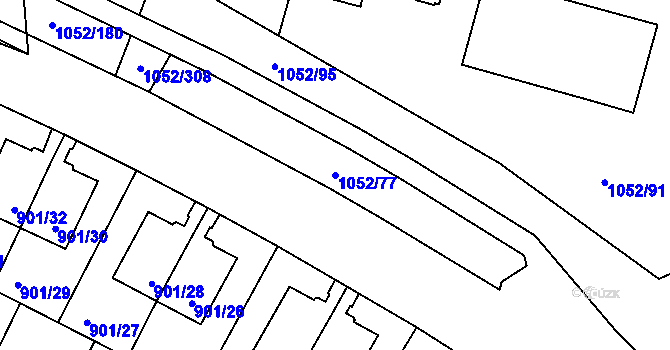 Parcela st. 1052/77 v KÚ Krč, Katastrální mapa