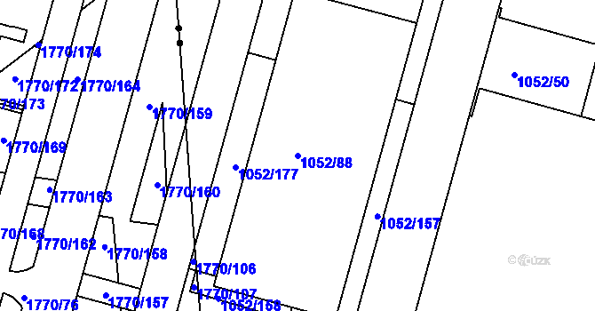 Parcela st. 1052/88 v KÚ Krč, Katastrální mapa