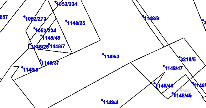 Parcela st. 1148/3 v KÚ Krč, Katastrální mapa