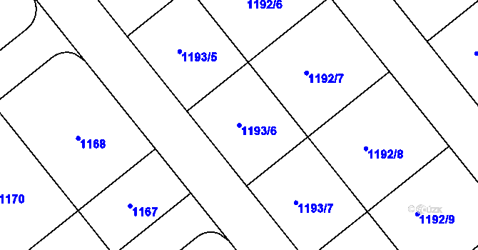 Parcela st. 1193/6 v KÚ Krč, Katastrální mapa