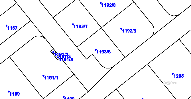 Parcela st. 1193/8 v KÚ Krč, Katastrální mapa