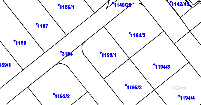 Parcela st. 1195/1 v KÚ Krč, Katastrální mapa