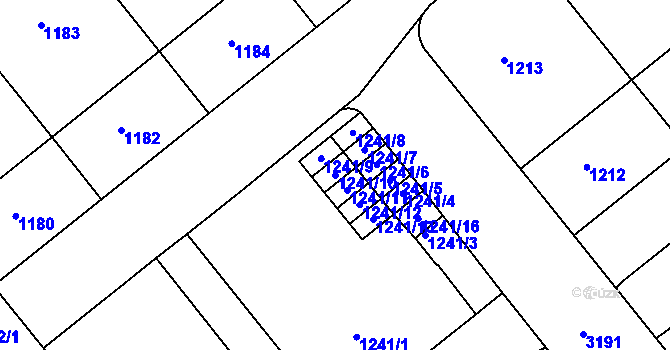 Parcela st. 1241/10 v KÚ Krč, Katastrální mapa