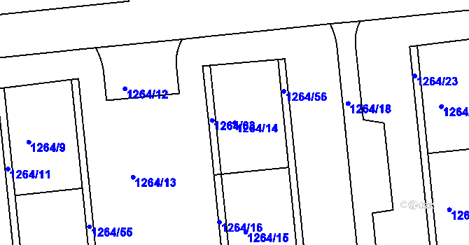 Parcela st. 1264/14 v KÚ Krč, Katastrální mapa