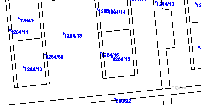 Parcela st. 1264/16 v KÚ Krč, Katastrální mapa