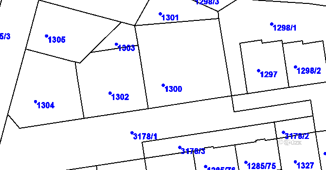 Parcela st. 1300 v KÚ Krč, Katastrální mapa