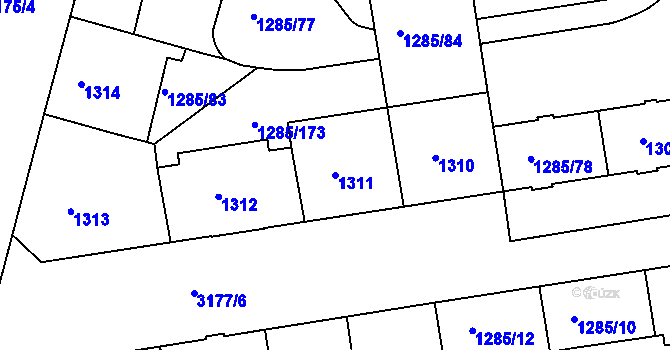 Parcela st. 1311 v KÚ Krč, Katastrální mapa