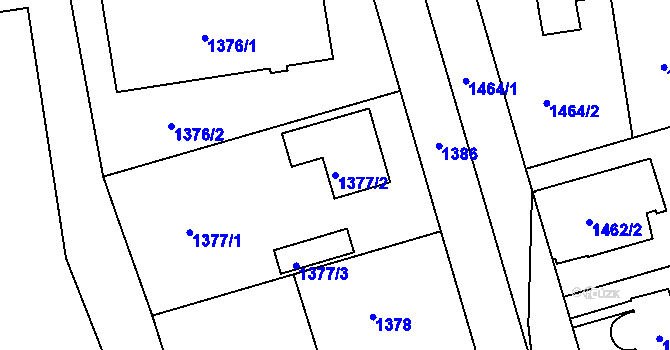Parcela st. 1377/2 v KÚ Krč, Katastrální mapa