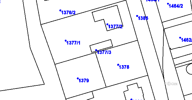 Parcela st. 1377/3 v KÚ Krč, Katastrální mapa