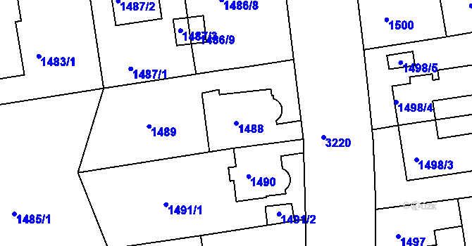 Parcela st. 1488 v KÚ Krč, Katastrální mapa