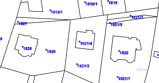 Parcela st. 1521/4 v KÚ Krč, Katastrální mapa