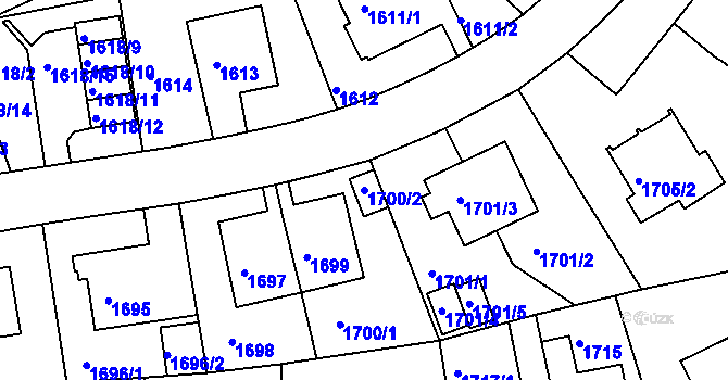 Parcela st. 1700/2 v KÚ Krč, Katastrální mapa