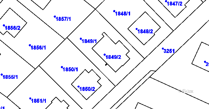 Parcela st. 1849/2 v KÚ Krč, Katastrální mapa
